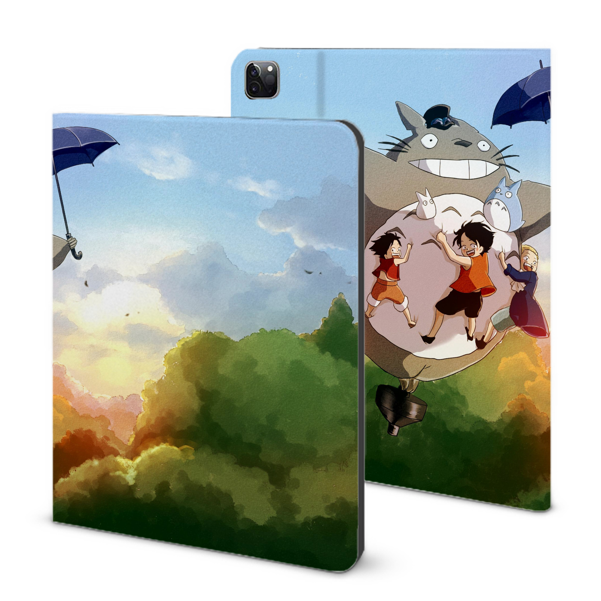 （画像用） となりのトトロ 草壁メイ 草壁サツキ My Neighbor Totoro Satsuki Kusakabe Mei Kusakabe IPad ケース ブック型 PUレザー TPU 耐衝撃 軽量 薄型 ペン収納なし 全面保護 IPad 各モデル対応